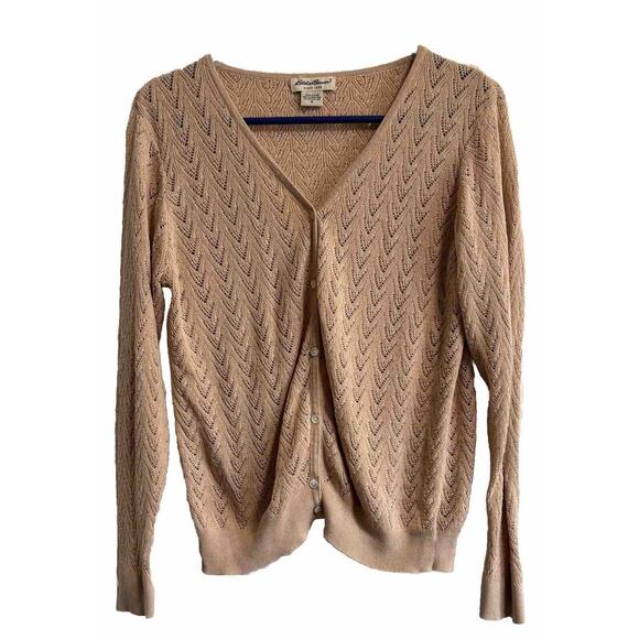 Eddie Bauer Sweaters - Long Sleeve Button Up Cardigan Granola Girl Y2K Eddie Bauer womens Size M Tan